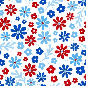 Large Scale Patriotic Party Time Flowers in Red White and Blue