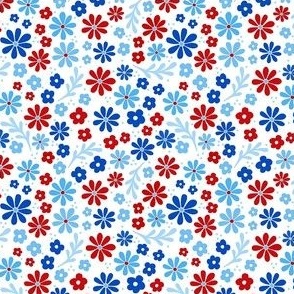 Small Scale Patriotic Party Time Flowers in Red White and Blue