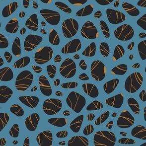 Sea Pebbles - Black on Light Blue