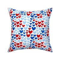 Medium Scale Patriotic Party Time Hearts in Red White and Blue