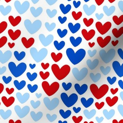 Medium Scale Patriotic Party Time Hearts in Red White and Blue