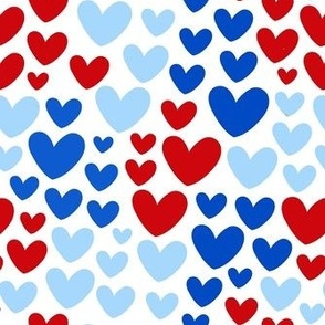 Medium Scale Patriotic Party Time Hearts in Red White and Blue