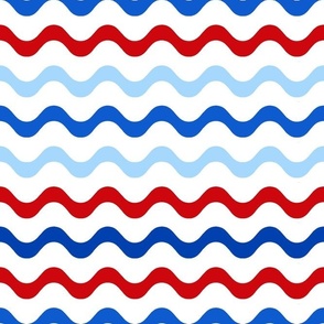 Large Scale Patriotic Party Time Wavy Stripes in Red White and Blue