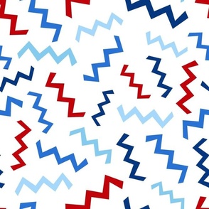 Large Scale Patriotic Party Time ZigZag Confetti in Red White and Blue