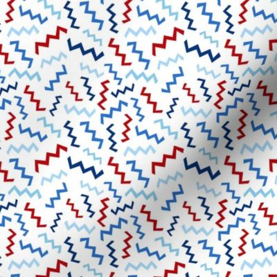 Small Scale Patriotic Party Time ZigZag Confetti in Red White and Blue
