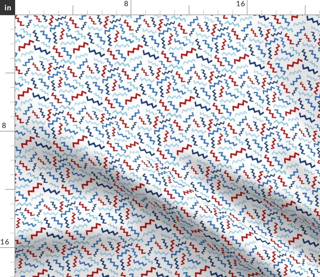 Small Scale Patriotic Party Time ZigZag Confetti in Red White and Blue