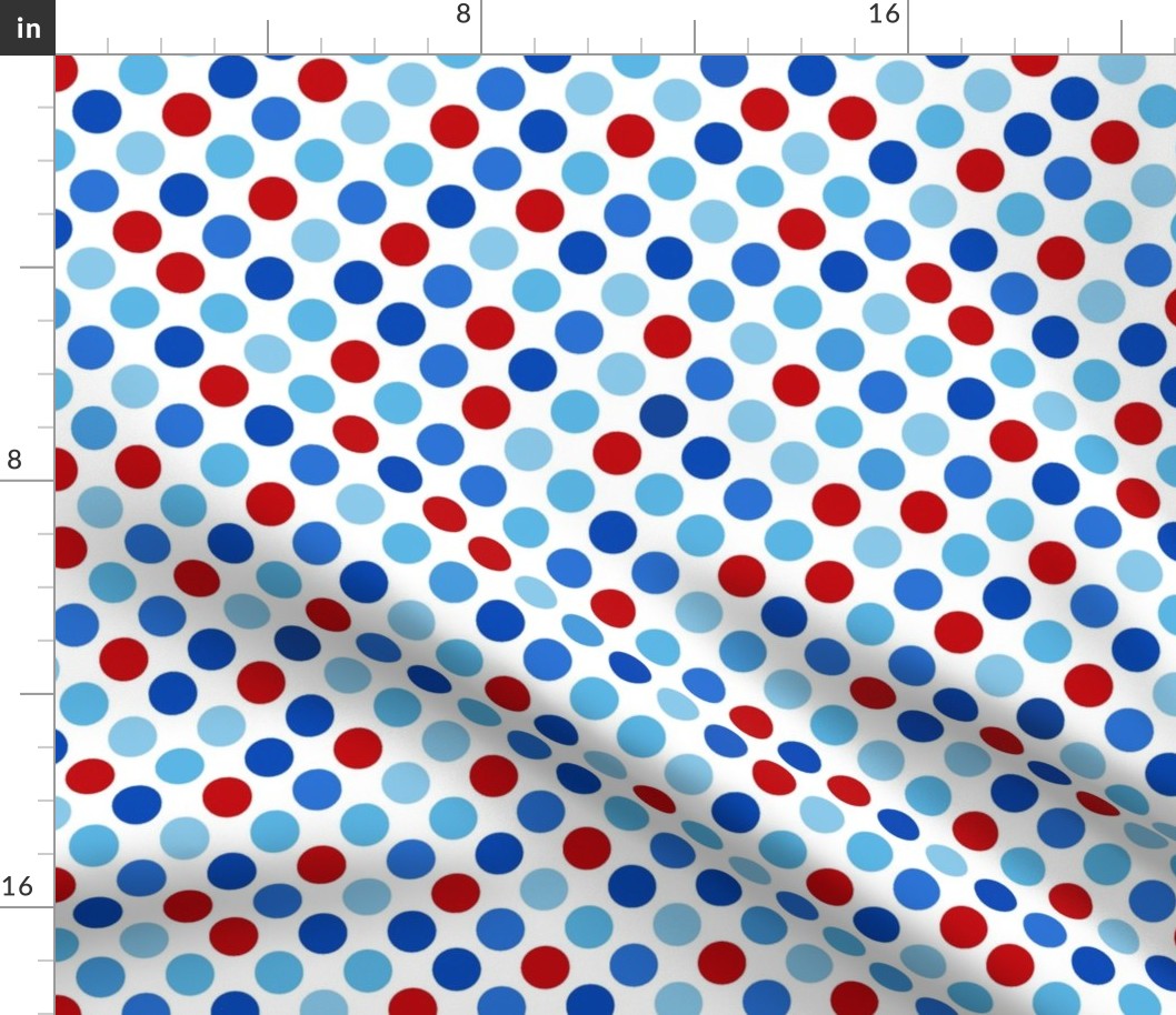 Large Scale Patriotic Party Time Polkadots in Red White and Blue