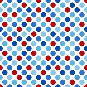 Medium Scale Patriotic Party Time Polkadots in Red White and Blue