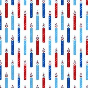 Small Scale Patriotic Party Time Candles in Red White and Blue