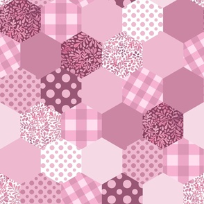 (large) Pattern frenzy -  honeycomb patchwork, shades of pink