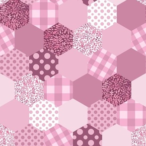 (medium) Pattern frenzy -  honeycomb patchwork, shades of pink