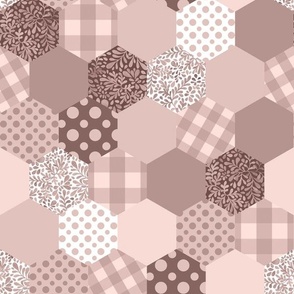 (medium) Pattern frenzy -  honeycomb patchwork, earth tones, cozy fall design