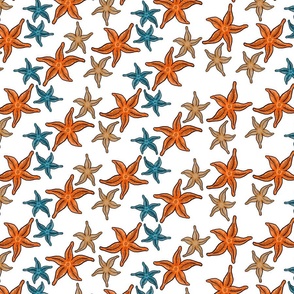 Colorful Starfish / Orange / Blue / Tan / Beach Theme