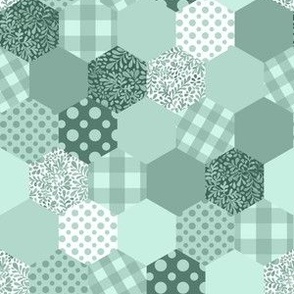 (small) Pattern frenzy -  honeycomb patchwork, shades of green