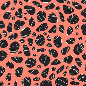 Sea Pebbles - Black on Pink Salmon