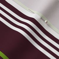 Mel-Vertical Triple Stripes-Green and White on Deep Magenta