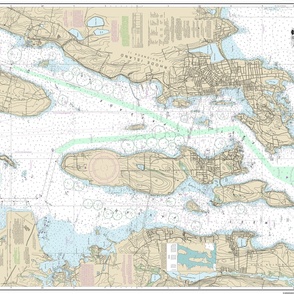 NOAA Newport Harbor / Narragansett Bay nautical chart #13223  - 30x42" (fits on a yard of any fabric) 