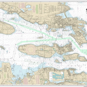 NOAA Newport Harbor / Narragansett Bay nautical chart #13223 - 36x50.3" (fits on a yard of the wider fabrics) 