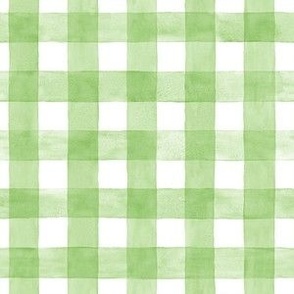 Lime Green Gingham Checkers Buffalo Plaid - Small Scale - Watercolor Painted Chartreuse Retro