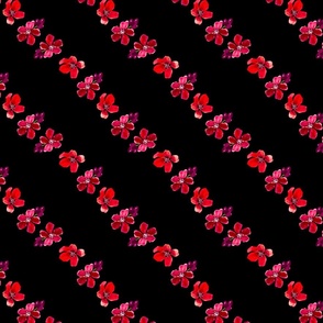 Melanie Blooms -Red Flowers in Loose Diagonal on Black