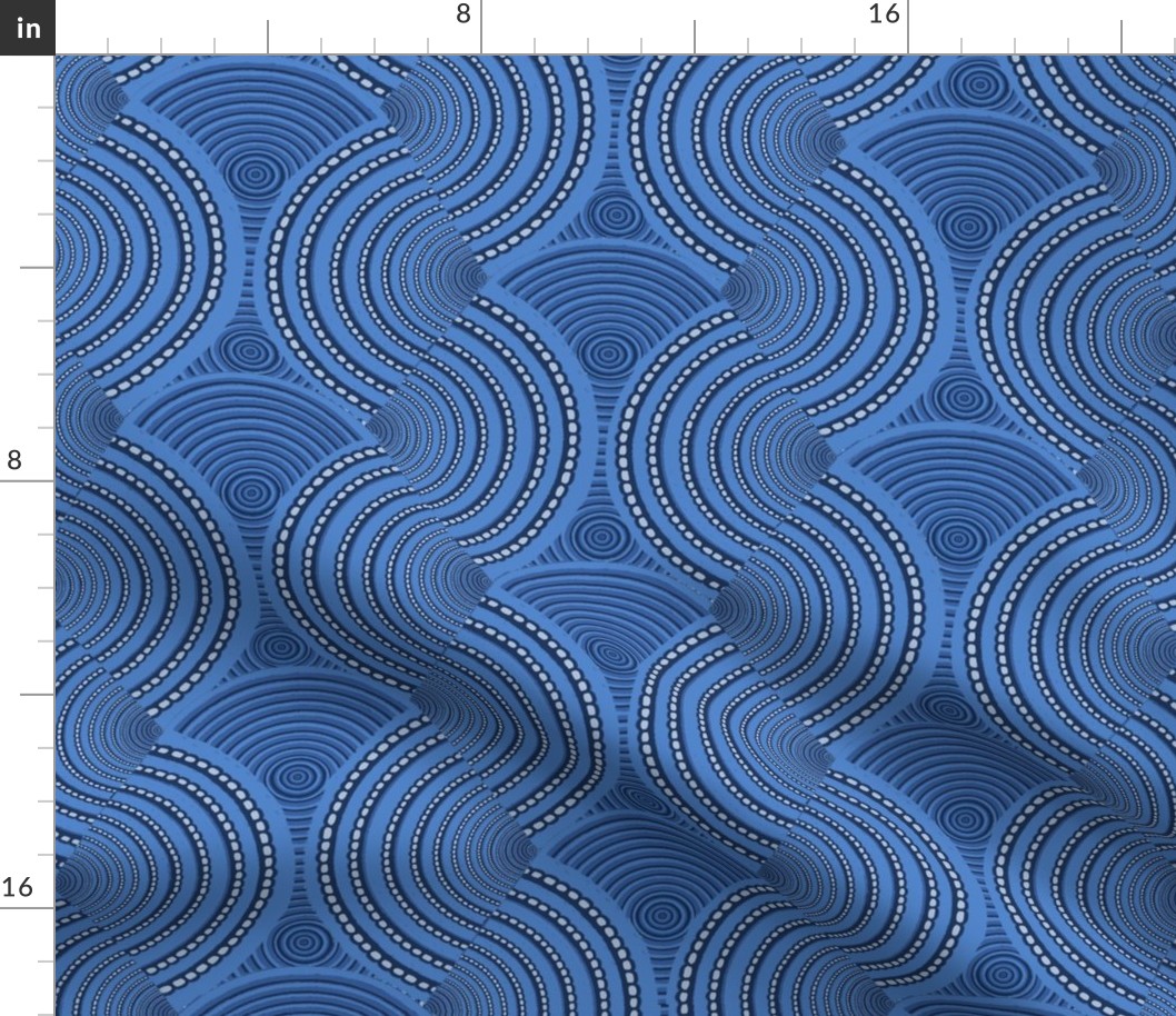 Modern geometric wavy pattern blue 