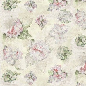 Watercolor Hydrangea Floral Pink Shabby Chic Flowers LARGE 13.5"