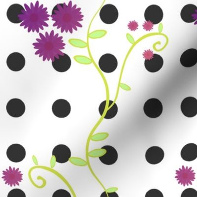 floral vine - black dot