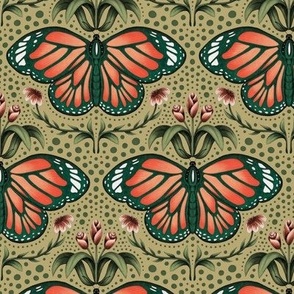 Orange Butterfly - Khaki - Small Scale
