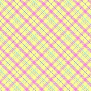 (small) Neon Sunbeam Diagonal Tartan /Yellow Pink Blue Tartan / Plaid // See Sunbeam collection