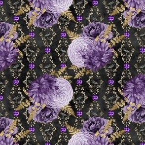 Ravens, florals, and gems in purple