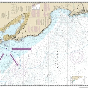 NOAA California Coast #18680 nautical chart, Point Sur to San Francisco  (46.5"x36", fits one yard of wide fabrics )