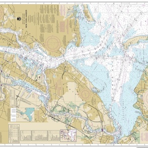 NOAA New York Harbor nautical chart #12327, 42"x32" (fits on a yard of any fabric)
