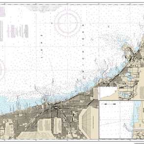 NOAA Chicago lakefront nautical chart #14927,  42x29.1" (fits on one yard of any fabric)