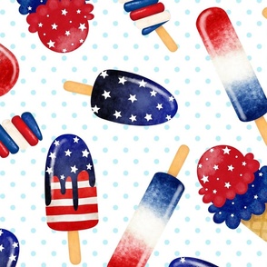 Fourth of July Ice Cream Aqua Dotted Background