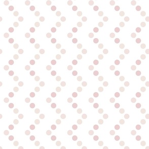 Minimalist Zig Zag Stripes of Pink Dots on a White Background.
