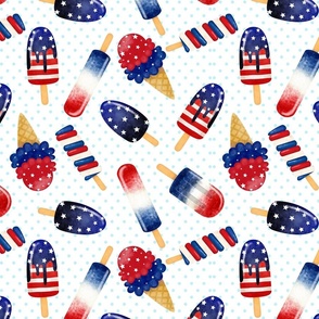 Small Fourth of July Ice Cream Aqua Dotted Background