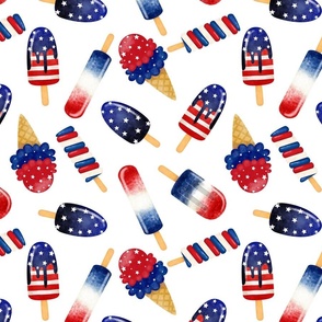 Small Fourth of July Ice Cream White Background