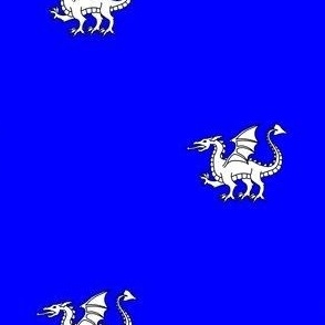 Azure, a dragon passant argent