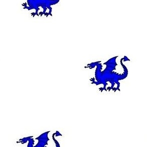 Argent, a dragon passant azure