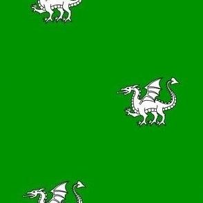 Vert, a dragon passant argent