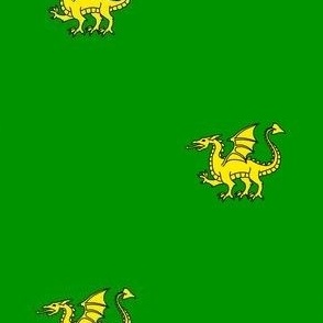 Vert, a dragon passant Or