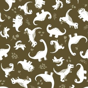 Green Dinosaurs, 8" burnt olive and slate green great for cute kids apparel