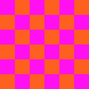Neon Pink and Orange Checkers