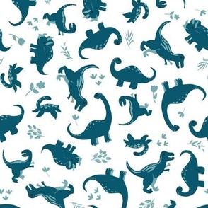 Blue Dinosaurs, 8" Teal (Tahitian Tide) and aqua haze great for cute kids apparel