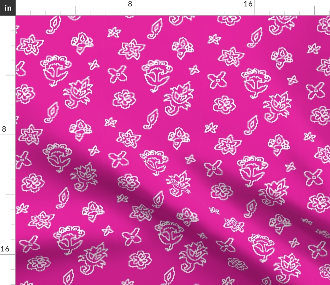 Pink pixel florals