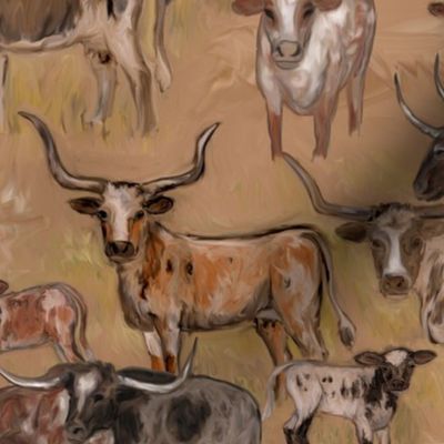 Custom rescale Moo Dy Texas Longhorn Cattle Cows_Calves and_Steers