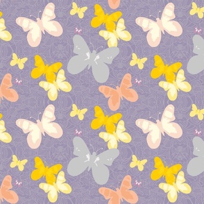 Butterfly Dreams - Lavender, Yellow, Salmon Pink MED SCALE