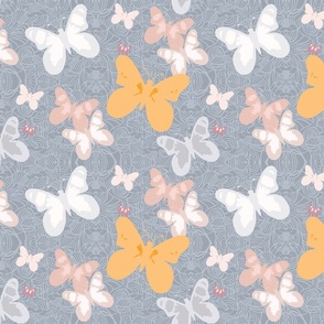 Butterfly Dreams - Slate, Blush, Peach MED SCALE