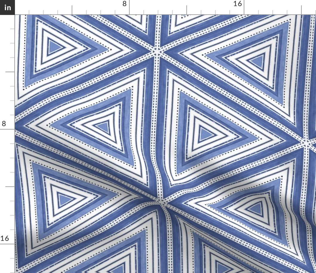 French Linen Fresh Blue White Summer Striped Triangle Pattern