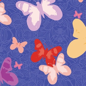 Butterfly Dreams - Cobalt, Violet, Yellow LARGE SCALE